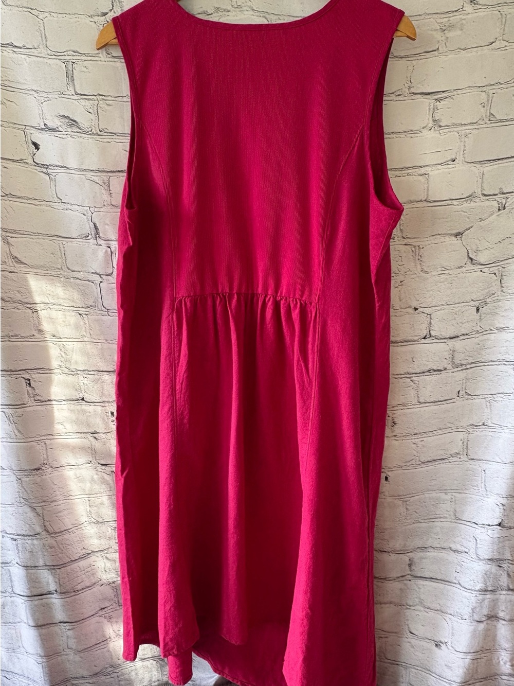 Coldwater Creek Linen Sleeveless Maxi Dress Sz 1X Pockets Asymmetrical Pink Boho - Picture 6 of 14